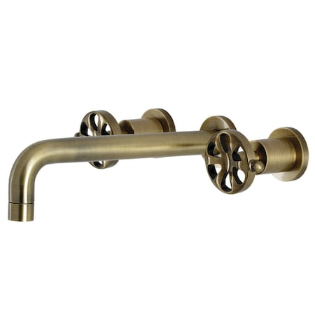 Kingston Brass KS8023RX Two-Handle Wall Mount Tub Faucet, Antique Brass KS8023RX